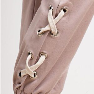 Pants - French Terry Jogger Side Ankle Lace-up & Pockets Pants - French Terry Jogger Side Ankle Lace-up & Pockets